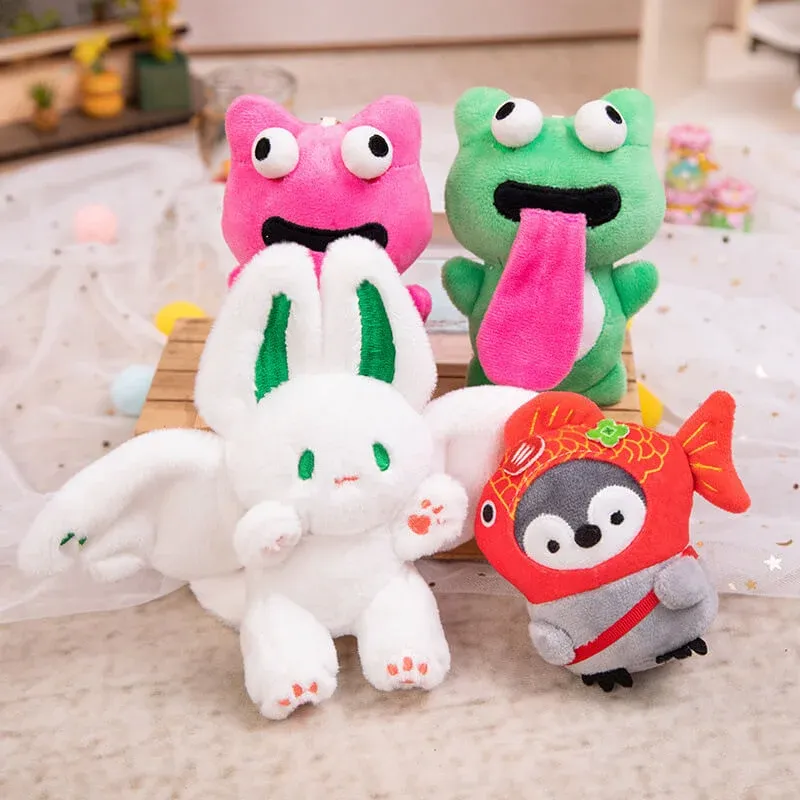 Cute Plush Animal Keychain Sticking out Tongue Frog